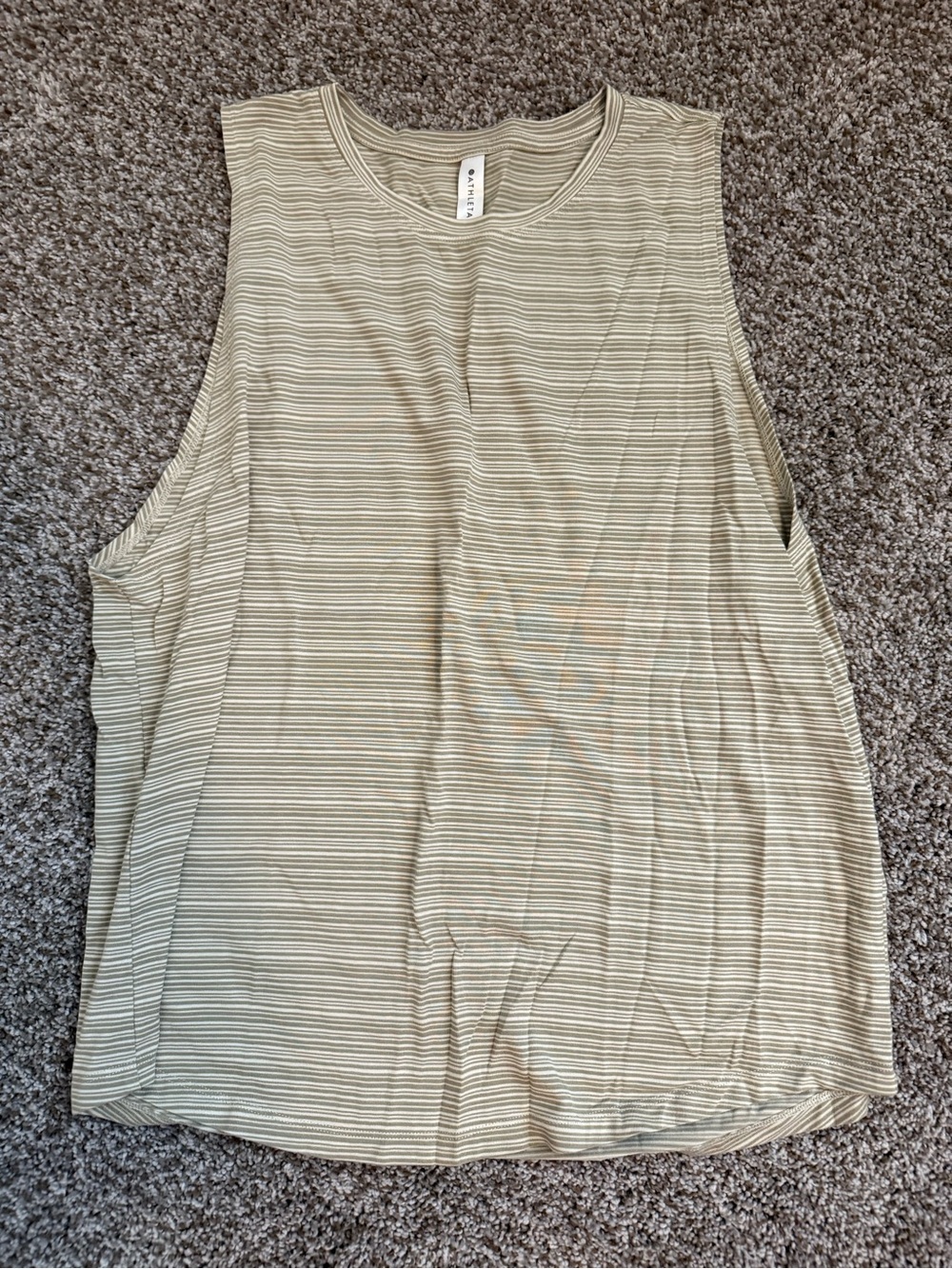 Athleta Olive Thin-Striped Muscle Tank